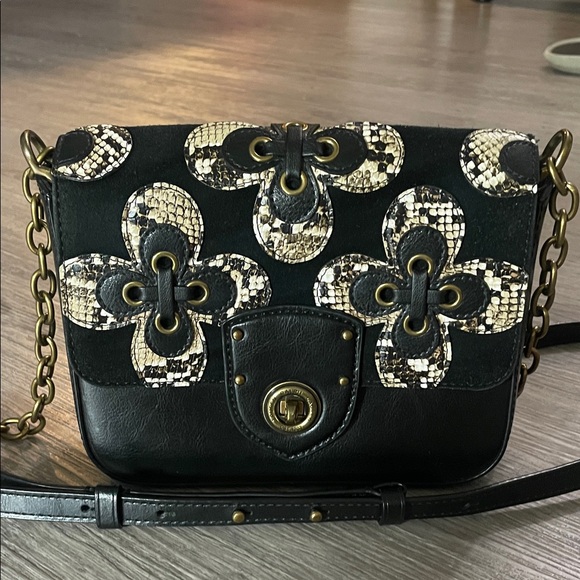 Lauren Ralph Lauren Millbrook  Black Leather Crossbody with Chain - Picture 1 of 10